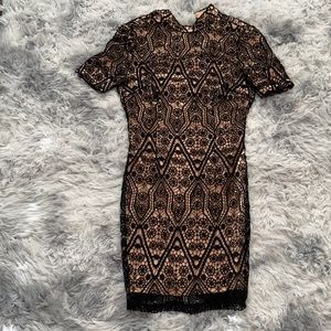 Black/brown open back detail dress